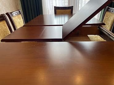 taxta komod: Qonaq otağı üçün, İşlənmiş, Açılan, Dördbucaq masa, 8 stul — 10