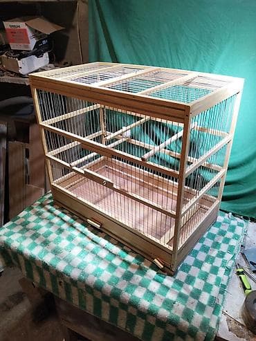 qəfəs: Taxta quş qəfəsi - Material: möhkəm ağac karkas və metal ştangalar - — 6