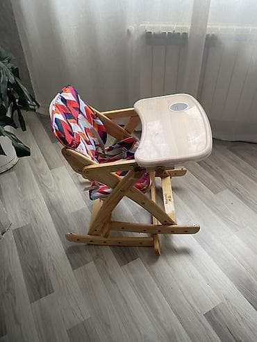 Игрушки: Uşaq yemək stulu – taxta konstruksiyalı, yelləncək funksiyalı - — 2