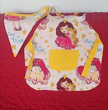 uşaq üçün geyimlər: Uşaq üçün mətbəx önlüyü dəsti - Dəst: önlük + üçbucaq dəsmal - Parça — 2