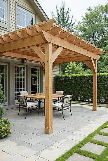Açıq hava üçün taxta pergola - Material: tam şam/ladin tipli ağacdan