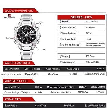 ilan saat: Qol saatı, NaviForce, rəng - Gümüşü — 2