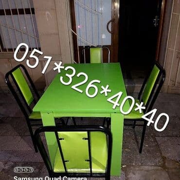 Masa və oturacaq dəstləri: Qonaq otağı üçün, Yeni, Açılan, Dördbucaq masa, 4 stul — 27