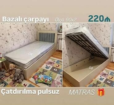 Təknəfərlik çarpayı, Bazalı, Matras ilə, Siyirməsiz