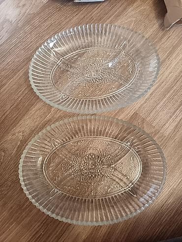 sorba qabi: Şüşə oval qablar – 2 ədəd set - Material: şəffaf şüşə - Forma: oval - — 1