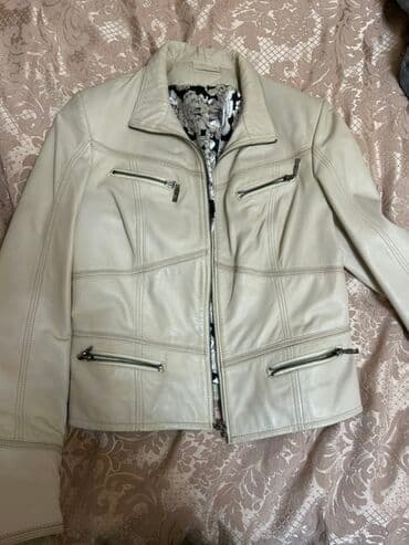 Qadın dəri gödəkçə - Rəng: açıq krem/bej - Material: təbii dərini