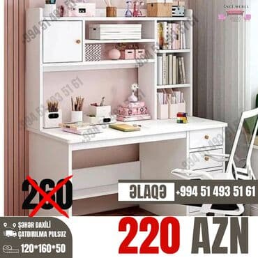 uşaq ucun yazı masası: Oğlan və qız üçün, Yeni, Siyirməli, Yazı masası, Stulsuz — 1