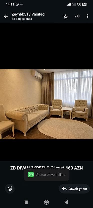 *ZB* *DIVAN 2KRESLO* Qiymət *660 AZN* unvan Binəqədi — 1