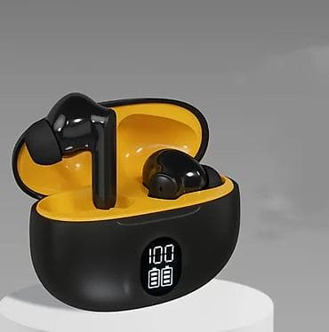Audio: Bluetooth TWS simsiz qulaqlıq. Tam yenidir. - Rəng: qara korpus, sarı — 3