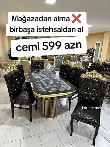 Qonaq otağı üçün, Yeni, Açılmayan, Oval masa, 6 stul