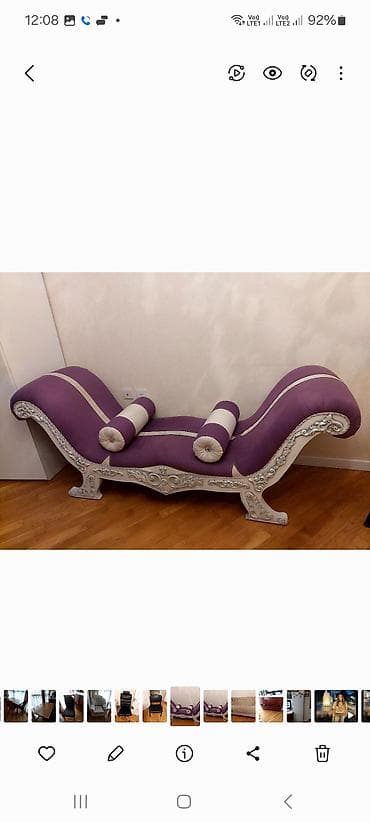 Lejankalar, şezlonqlar: Şık dizaynlı şezlong/divan - Rəng: bənövşəyi və krem zolaqlı - Stil — 1