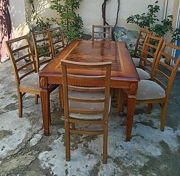 salon mebelleri ikinci el: Masa dəsti 220₼ 8 stulla yaxşı vəziyyətdədir ünvan Masazır — 1