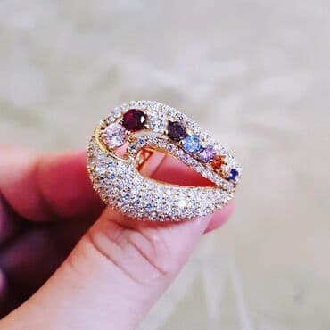 qızıl üzüklər qiymətləri 2022: Toy, Üzük, Swarovski, Sarı qızıl, 750 Əyar, Topaz — 3