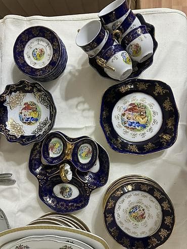 çay servisi: Çay dəsti, rəng - Göy, 6 nəfərlik, Çexiya — 1