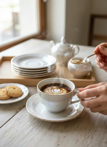 serviz qablar: Fincanlar, rəng - Ağ, Keramika, 6 ədədli dəst, Almaniya — 2