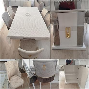 Qonaq otağı üçün, İşlənmiş, Dördbucaq masa, 6 stul