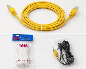 ev telefonlar: Şəbəkə və bağlantı kabelləri dəsti - Sarı Ethernet kabeli: RJ45 — 1