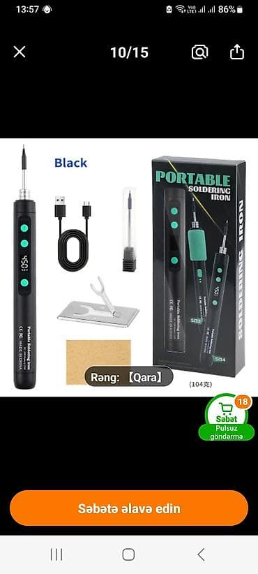 Portativ lehimləmə dəmiri – rəng: qara Xüsusiyyətlər: - Rəqəmsal