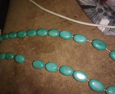 Firüzə təbii muncuq boyunbağı - Material: oval formalı türkuz