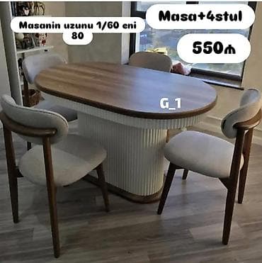 data kabel lan: Mebel dəsti: Masa + 4 stul Qiymət: 550 ₼ - Masa ölçüləri: uzunluq — 1