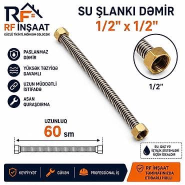Su şlanqı – Dəmir, 1/2" x 1/2" (1.80 azn) - Material: paslanmaz dəmir
