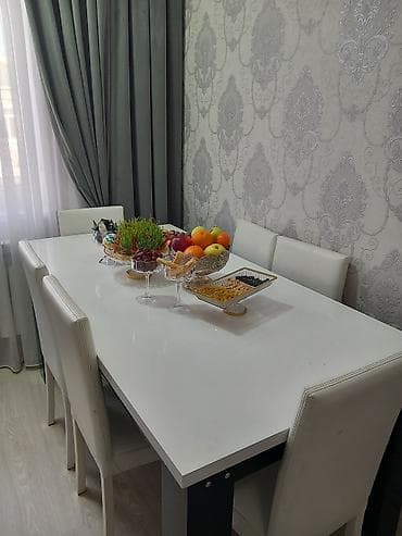 embawood stol stul: Qonaq otağı üçün, İşlənmiş, Açılmayan, Dördbucaq masa, 6 stul — 3