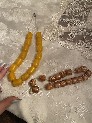 ucuz alyans: Təmiz Kəhrəba - Sarı boyunbağı: iri, fıçı formalı, yumşaq bucaqlı — 3