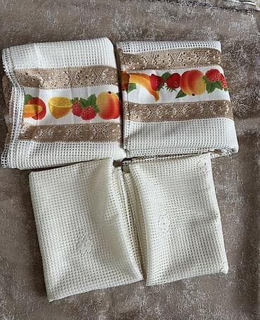 dəsmallar: Mətbəx üçün pərdə, 2 adet, 2x2mt, 2 adet ekstrə parça 2mtx75cm — 4