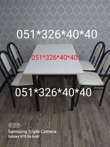 Masa və oturacaq dəstləri: Qonaq otağı üçün, Yeni, Açılan, Dördbucaq masa, 4 stul — 23