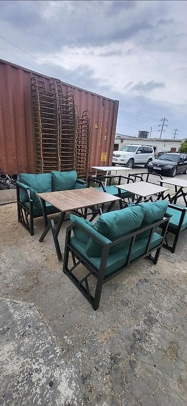 kafe ucun divan: Kafe/terras üçün dəst: metal karkaslı masa və oturacaqlar - Dəst — 2