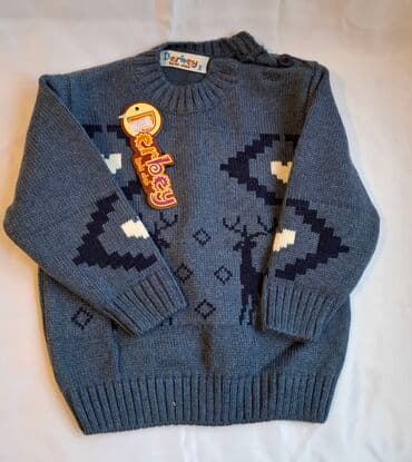 toxunma uşaq koftaları: Uşaq sviteri – Derbey Kids Club - Rəng: Boz-mavi - Naxış: Tünd mavi — 4