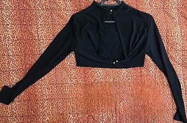 mayka modelleri: Qadınlar üçün qara qısa top - Model: uzunqol, qısa (crop) kəsim - — 2