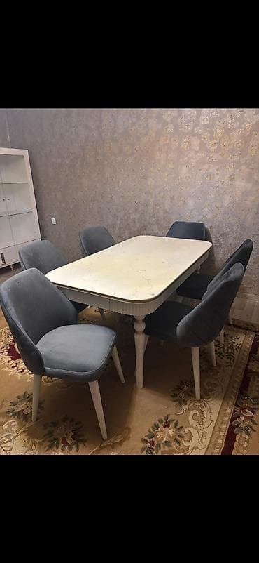Qonaq otağı üçün, Dördbucaq masa, 6 stul lalafo.az -da Qonaq otağı üçün, Dördbucaq masa, 6 stul