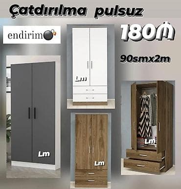 2 qapılı, Siyirməli, Rəngli, Digər material, Açılan, Düz dolab