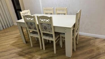 Masalar: Mətbəx üçün, Açılmayan, Dördbucaq masa, 6 stul — 2