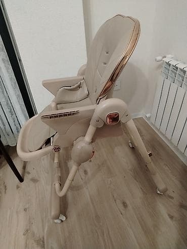 uşaqlar ucun saatlar: Uşaq yemək stulu – çoxfunksiyalı, qatlanan model - Rəng: bej/qızılı — 2