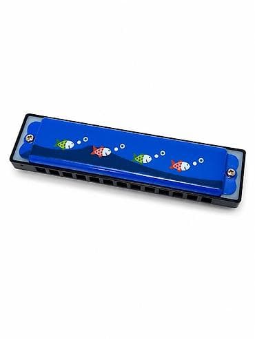 uşaq ucun ev: Uşaq harmonikası – 10 dəlikli, diatonik - Parlaq mavi üst panel — 1