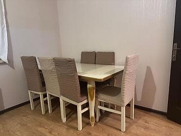 Mətbəx üçün, Açılmayan, Dördbucaq masa, 6 stul
