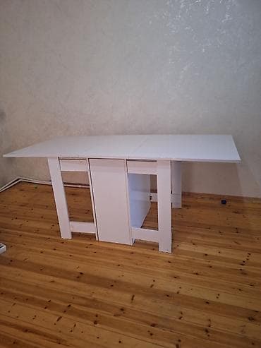 acılıb bağlanan masa: Açılan-bağlanan transformasiya olunan masa - Rəng: ağ - Material — 4
