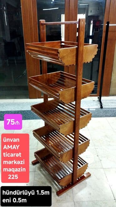 Полочные витрины: Taxta vitrin/raf sistemi - Material: cilalanmış taxta, laminasiya — 1