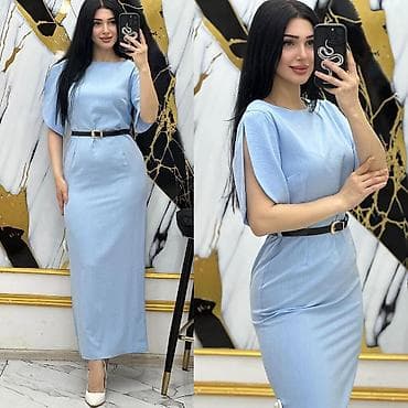 bel çanta: Zərif maxi don – kəmərli model - Uzunluq: maxi, düz kəsim - Yaxa — 4
