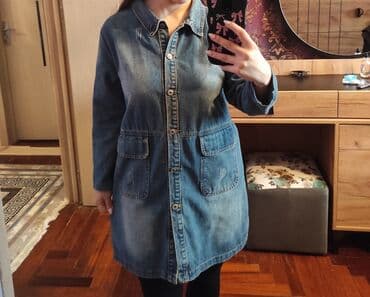 jean: Qadınlar üçün cins köynək-paltar - Material: denim (cins) - Model — 1