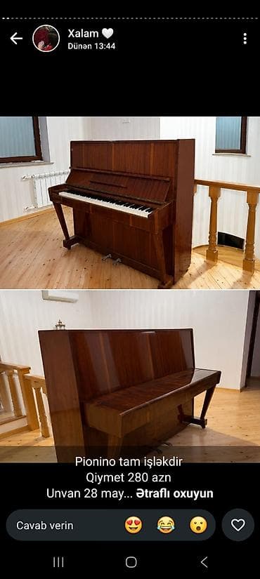 te 28: Piano tam işləkdir Qiymət 280 unvan 28 may vəsilə 🌹 — 1