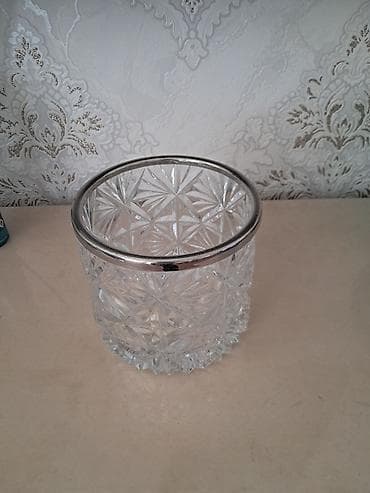 qelem: Kəsilmiş şüşədən hazırlanmış dekorativ qab - Material: qalın, şəffaf — 3