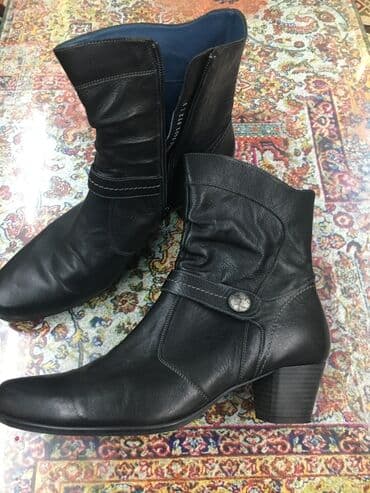 kişi üçün qırmızı çəkmələr: Qısaboğaz, Ölçü: 40.5, rəng - Qara, Yeni — 9