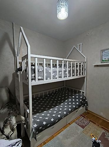 evkalipt agaci: Для девочки и мальчика, Кровать, С матрасом, С выдвижными ящиками, Дерево — 2