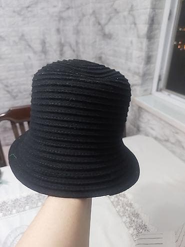 bas: Qara qadın şlyapası – “bucket hat” üslubu - Rəng: tam qara - — 5