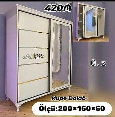 ucuz dolablar: Yeni, 2 qapılı, Güzgülü, Ağ, Kupe, Düz dolab — 1