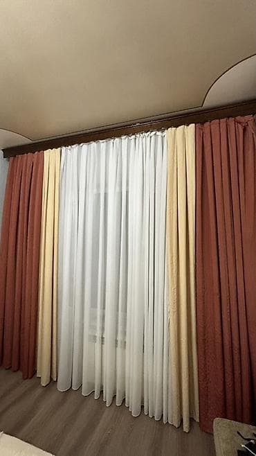 ucuz pərdə: Pərdə dəstləri – 3 otaq üçün tam komplekt - Material: qalın dekorativ — 3