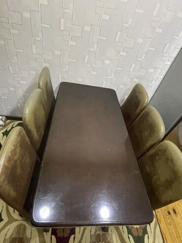 ceyran derisi: Mətbəx üçün, Açılmayan, Dördbucaq masa, 6 stul — 2